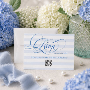 Cartons Réponse Mariage de calligraphie de luxe minimal bleu