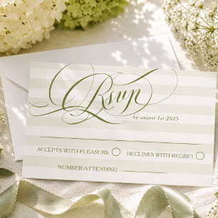 Cartons Réponse Mariage de calligraphie de luxe vert