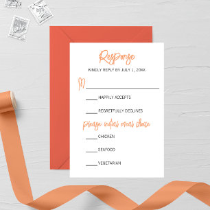 Cartons Réponse Mariage de calligraphie orange minimaliste