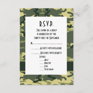 Cartons Réponse Mariage de camouflage de bois vert R.S.V.P