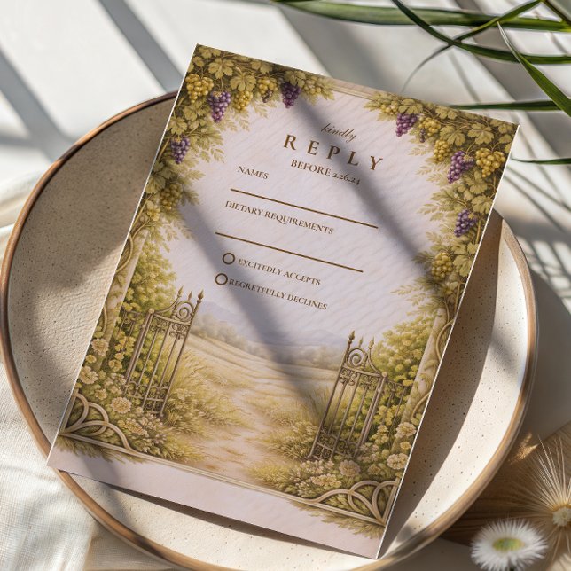 Cartons Réponse Mariage de campagne rustique au vignoble (Créateur téléchargé)