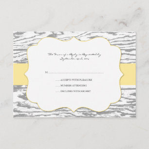 Cartons Réponse Mariage de céréales en bois chic jaune et gris rsv