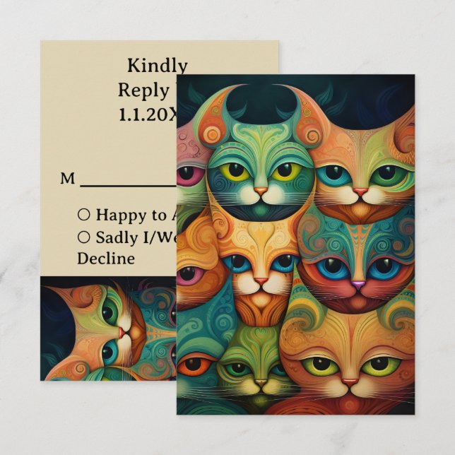 Cartons Réponse Mariage de chats (Devant / Derrière)