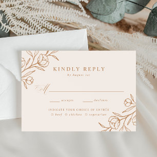 Cartons Réponse Mariage de choix de repas en cuivre floral