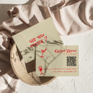 Cartons Réponse Mariage de code QR coloré funky à main rétro