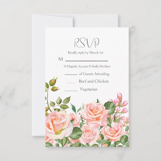 Cartons Réponse Mariage de code QR de couleur rose pâle (Devant)