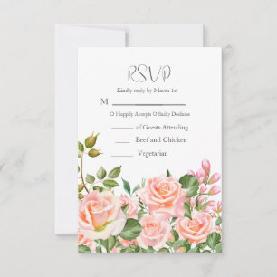 Cartons Réponse Mariage de code QR de couleur rose pâle