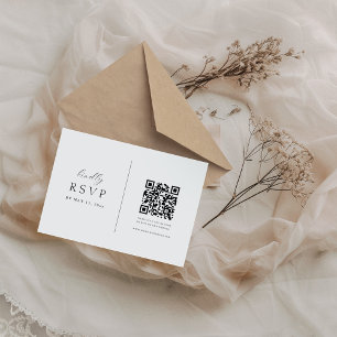 Cartons Réponse Mariage de code QR de script élégant minuscule