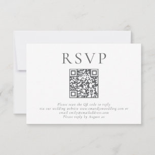 Cartons Réponse Mariage de code QR minimaliste de texte gris