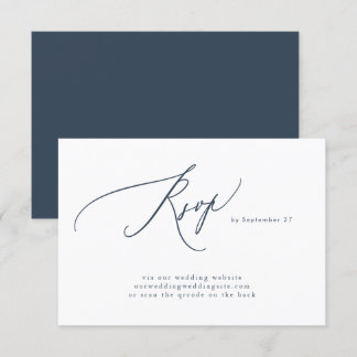 Cartons Réponse Mariage de code QR simple bleu marine moderne