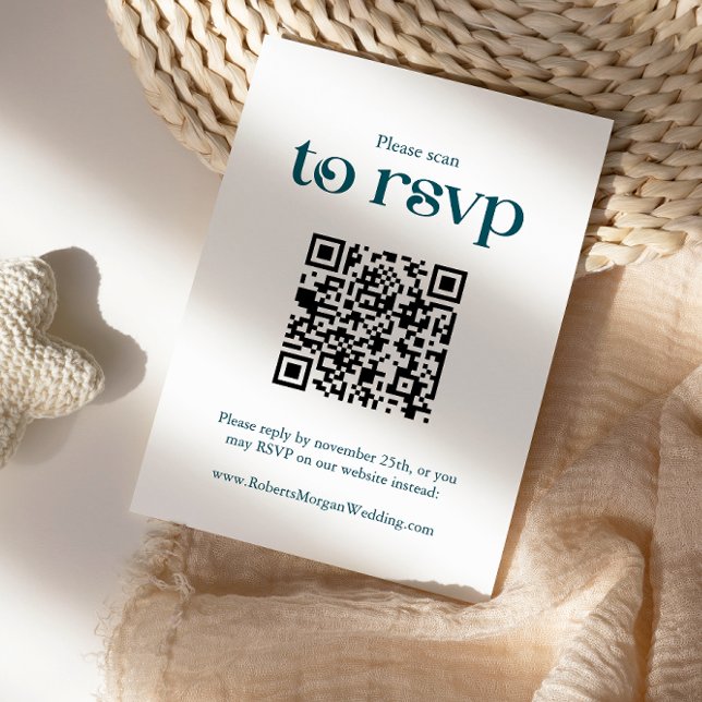 Cartons Réponse Mariage de code QR Turquoise moderne (Créateur téléchargé)