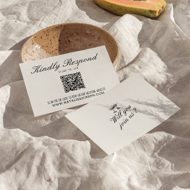 Cartons Réponse Mariage de code QR unique écrit à la main (Créateur téléchargé)