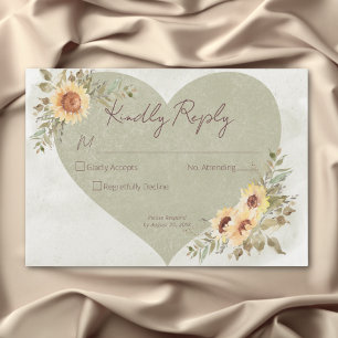 Cartons Réponse Mariage de coeur Soft Sunflower Boho