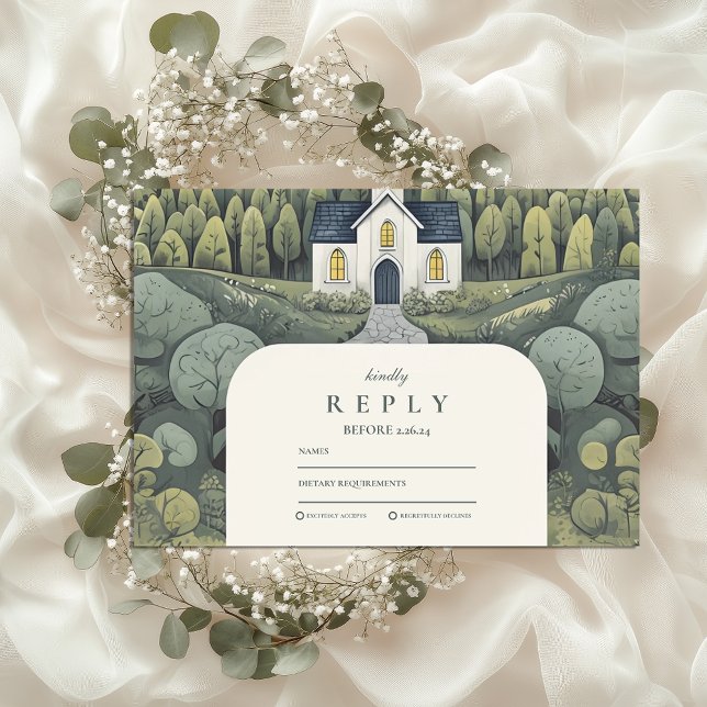 Cartons Réponse Mariage de conte de fées dans une chapelle de forê (Créateur téléchargé)