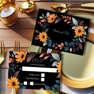 Cartons Réponse Mariage de couronne de tournesol ovale