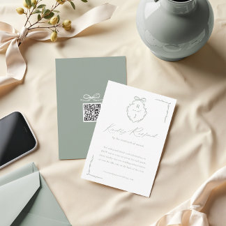 Cartons Réponse Mariage de crête de monogramme à main et à ruban