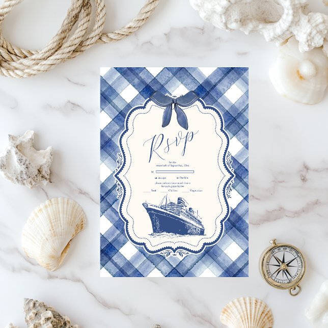 Cartons Réponse Mariage de croisière bleu marine (Créateur téléchargé)