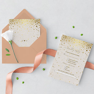 Cartons Réponse Mariage de demande de chansons Confetti Gold en cu