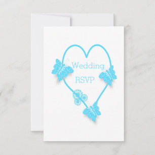Cartons Réponse Mariage De Design Coeur Bleu Et Papillons