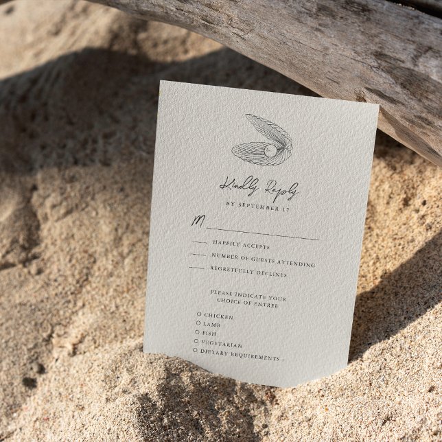 Cartons Réponse Mariage de destination de Shell Beach Ocean (Créateur téléchargé)