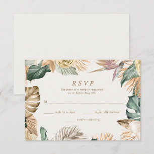 Cartons Réponse Mariage de Destination Floral Tropical sur la Plag