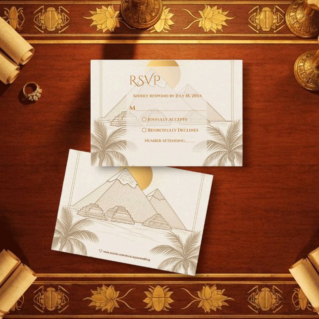 Cartons Réponse Mariage de destination Pyramides de Gizeh Egypte (Créateur téléchargé)