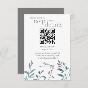 Cartons Réponse Mariage de dragonfly moderne QR Code Détails et