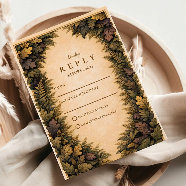 Cartons Réponse Mariage de feuillage de bois automnal (Créateur téléchargé)