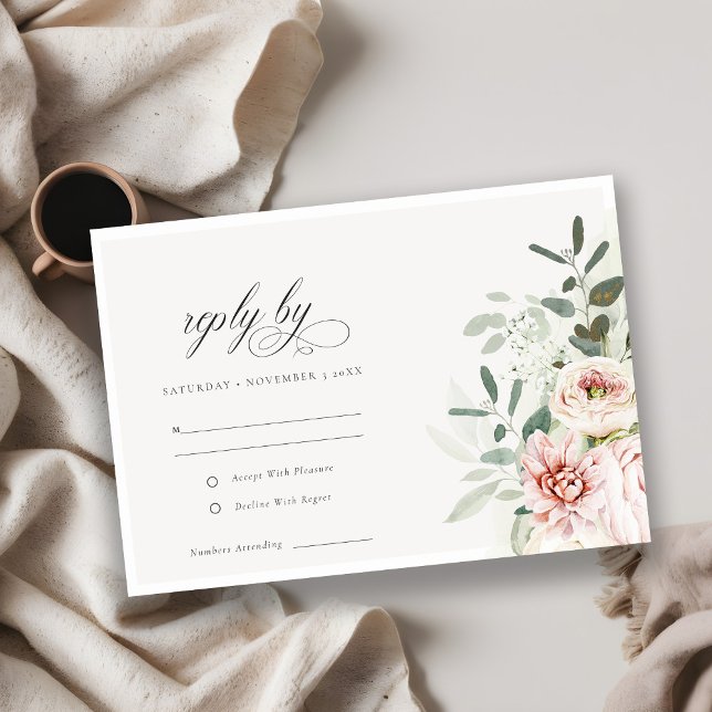 Cartons Réponse Mariage de feuillage Eucalyptus Pink (Créateur téléchargé)