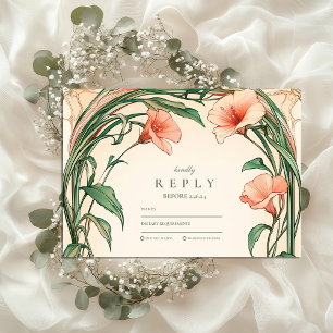 Cartons Réponse Mariage de fleur de corail