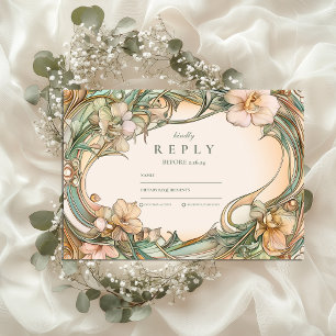 Cartons Réponse Mariage de fleur de crème de pêche