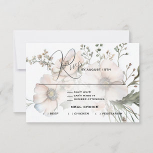 Cartons Réponse Mariage de Fleur sauvage d'aquarelle souple
