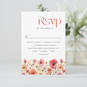 Cartons Réponse Mariage de fleurs sauvages Retro Pastel Rose Boho