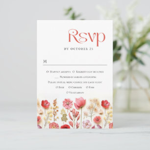Cartons Réponse Mariage de fleurs sauvages Retro Pastel Rose Boho