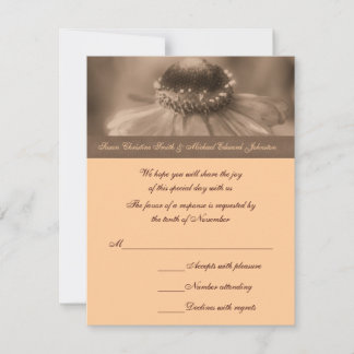 Cartons Réponse Mariage de fleurs Sepia Zinnia