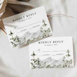 Cartons Réponse Mariage de forêt de conifères de montagne rustique