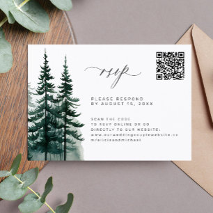Cartons Réponse Mariage de forêt de pins du code QR