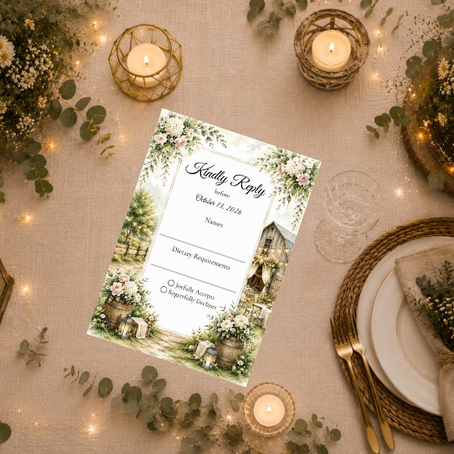 Cartons Réponse Mariage de grange rustique (Créateur téléchargé)