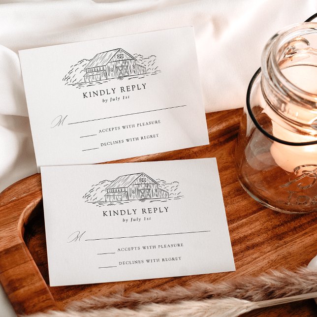 Cartons Réponse Mariage de grange rustique élégant  (Créateur téléchargé)