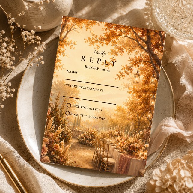 Cartons Réponse Mariage de jardin enchanté d'automne (Créateur téléchargé)