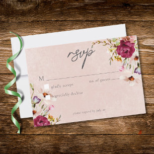 Cartons Réponse Mariage de jardin floral romantique en Bourgogne