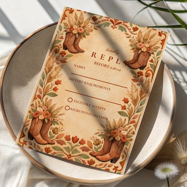 Cartons Réponse Mariage de jardin occidental bohème (Créateur téléchargé)