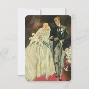 Cartons Réponse Mariage de jeunes mariés Art Déco Vintage