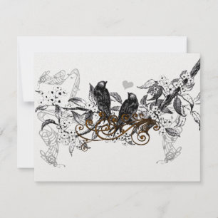 Cartons Réponse Mariage de la branche Fleurs blanches Inséparables