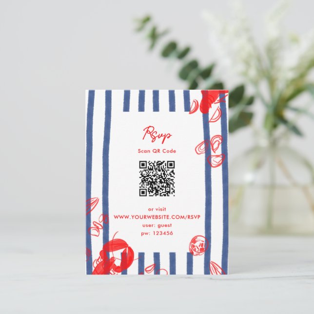 Cartons Réponse Mariage de la côte Est du Maine Lobster Oysters (Debout devant)