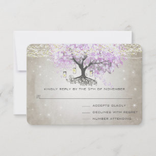 Cartons Réponse Mariage de la feuille de coeur de lavande radiante