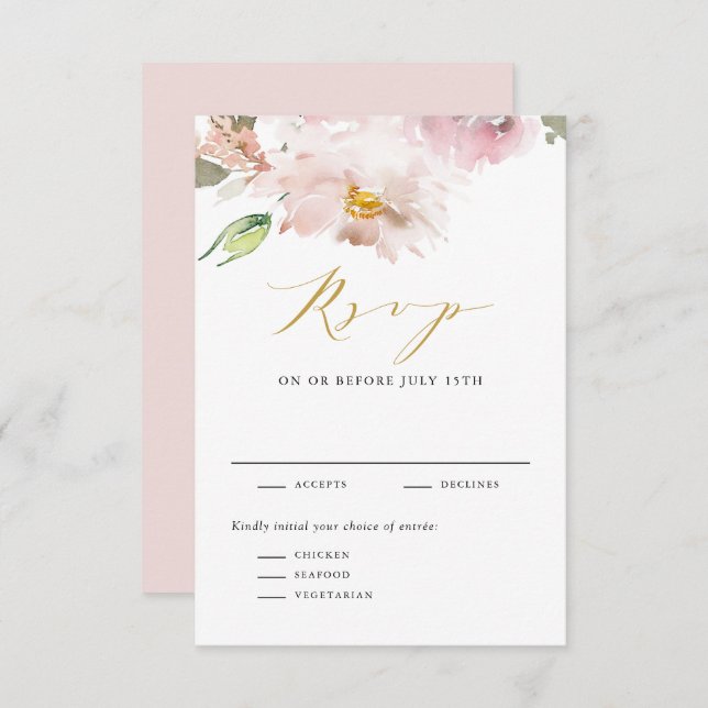 Cartons Réponse Mariage de l'aquarelle féminine (Devant / Derrière)
