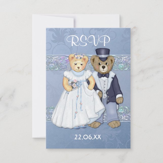 Cartons Réponse Mariage de l'ours en peluche RSVP-ver 2 (Devant)