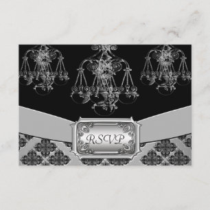 Cartons Réponse Mariage de lustre argenté et noir