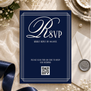 Cartons Réponse Mariage de Luxe Bleu Nuit